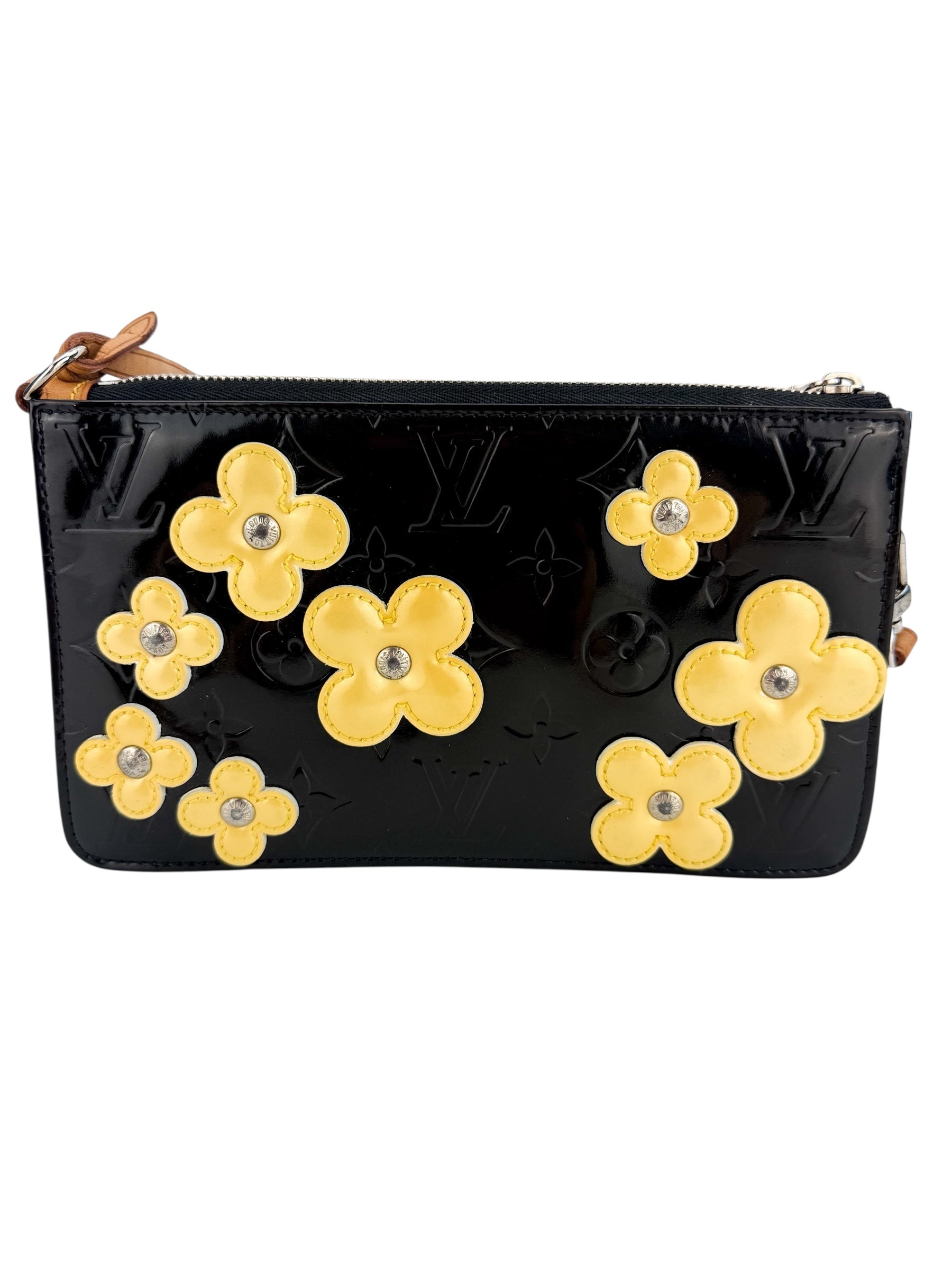 Louis Vuitton Vintage Lexington Fleurs Pochette Monogram Vernis Black