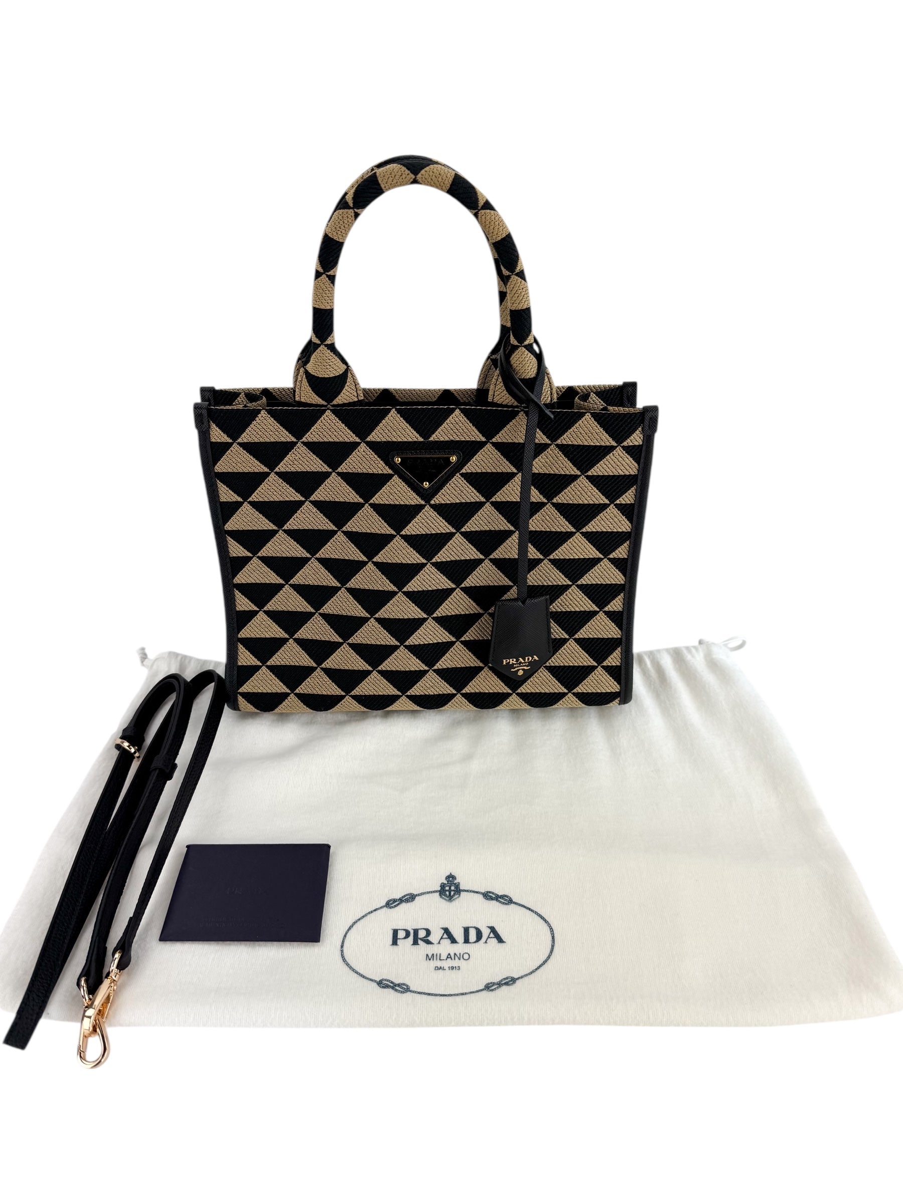 Prada Symbole Embroidered Tote Bag